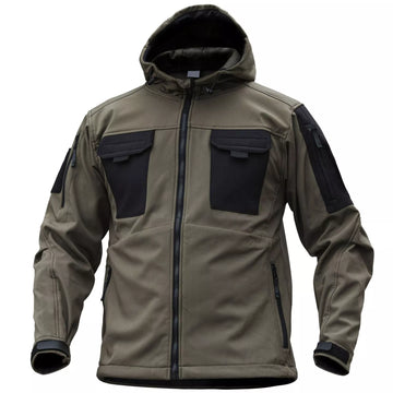 Men's Outdoor Thermal Zip Multi Pocket Hooded Tactical Jacket